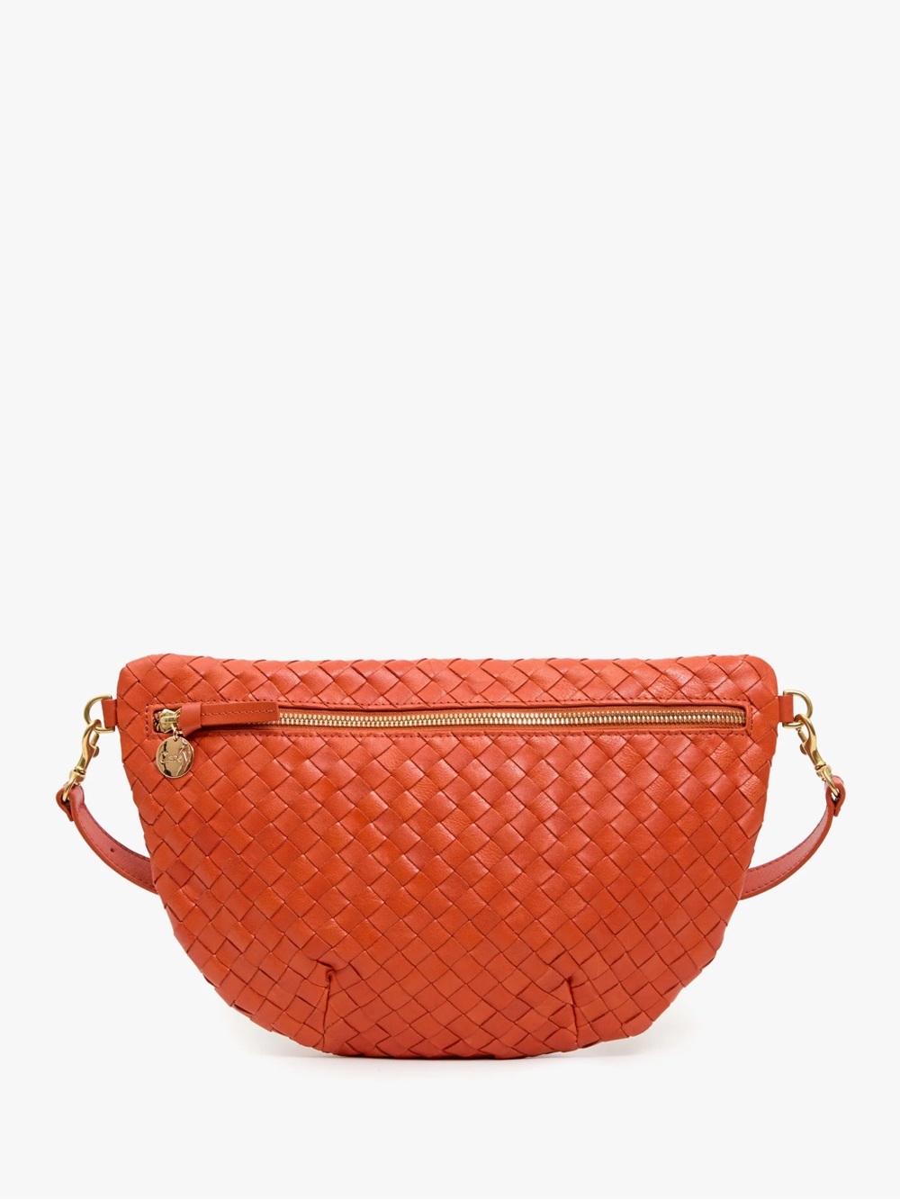 Clare V. Woven Leather Crossbody Bag - Orange
